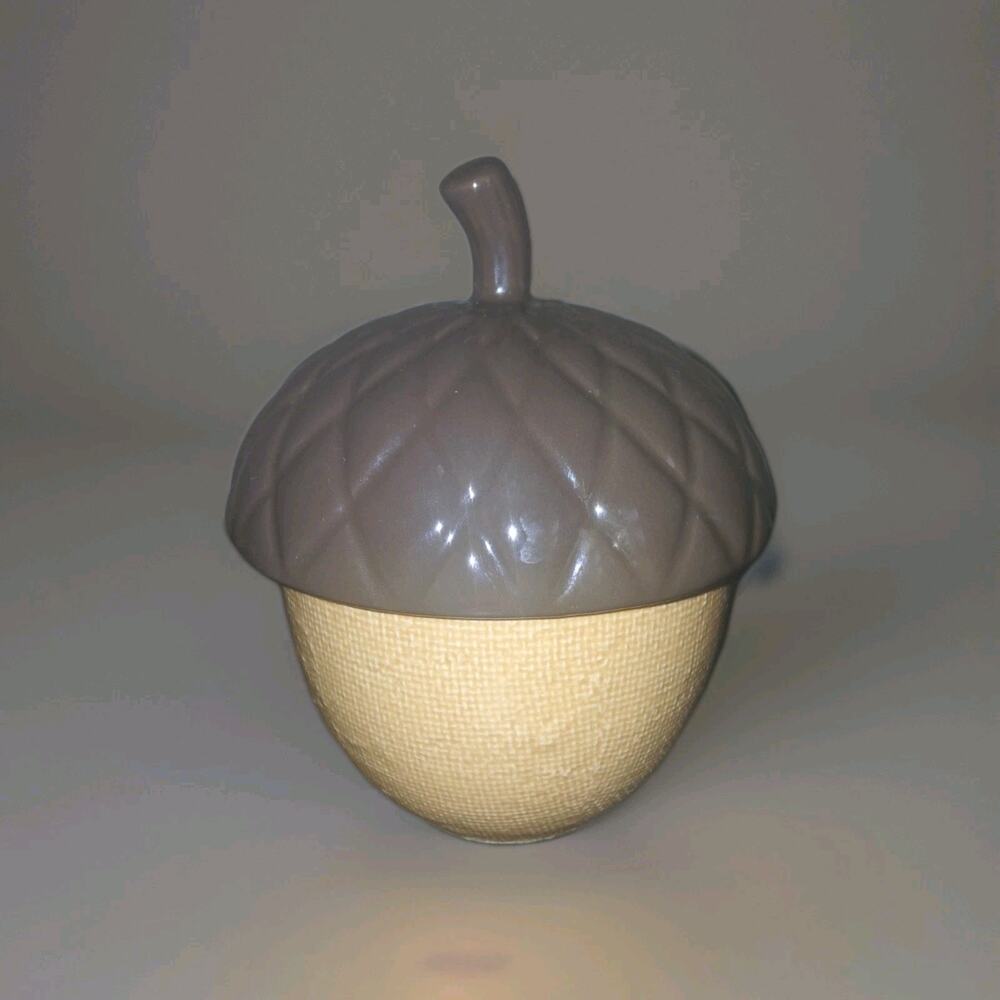 RETIRED Hallmark LIC Trinket Box Acorn Shape Porcelain and Brass Rim